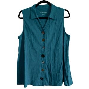 Soft Surroundings 100% Cotton Sleeveless Buttoned Top